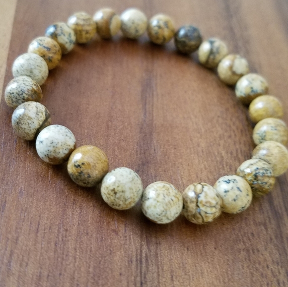 SOLD Brown Picture Jasper Beads Bracelet - Picture 7 of 12